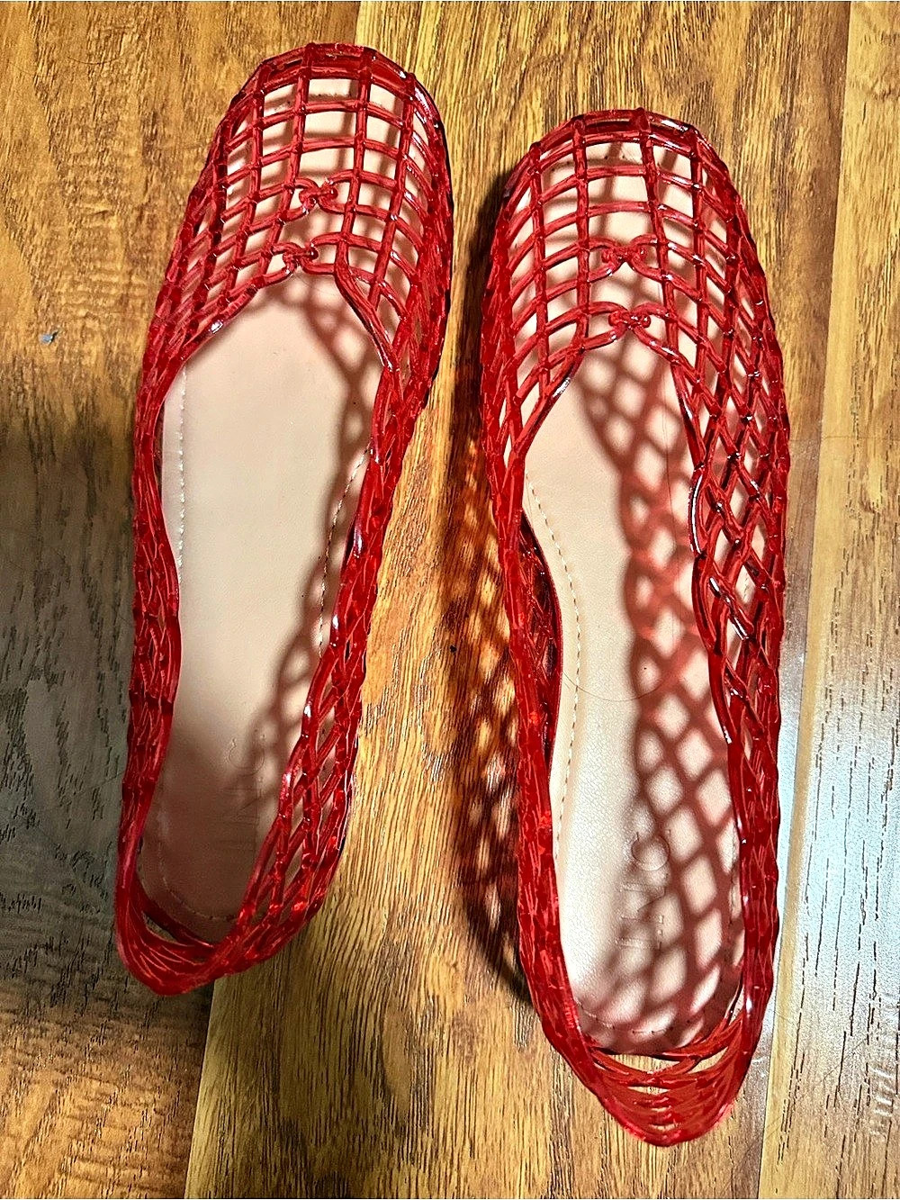 INC Grove Red Jelly Flats Size 10